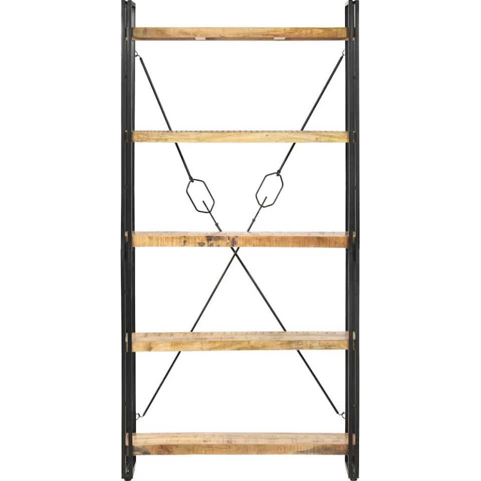vidaXL Boekenkast met 5 schappen 90x30x180 cm massief mangohout bruin, foto 2