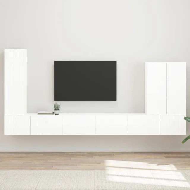 vidaXL TV Wandkast Set 6 st 98 x 31 x 29,5 cm Hoogglans wit