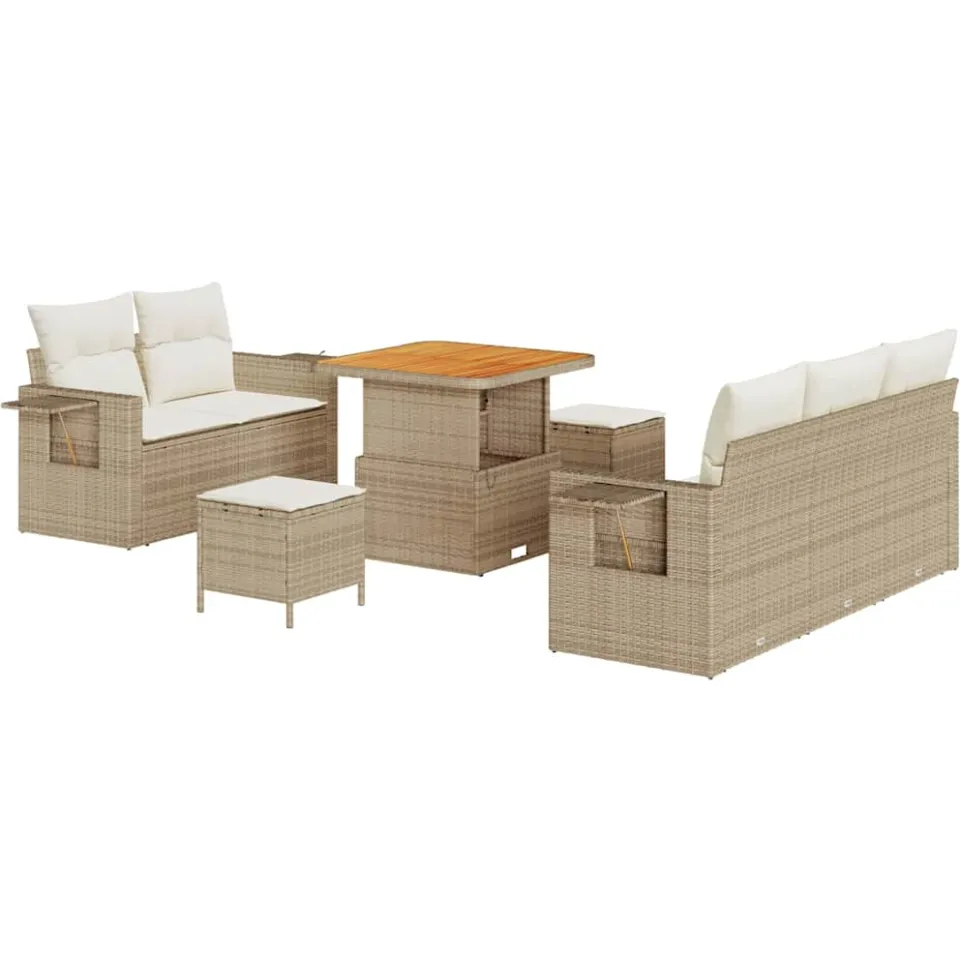 vidaXL Tuin Sofa Set 8 st Beige poly rattan