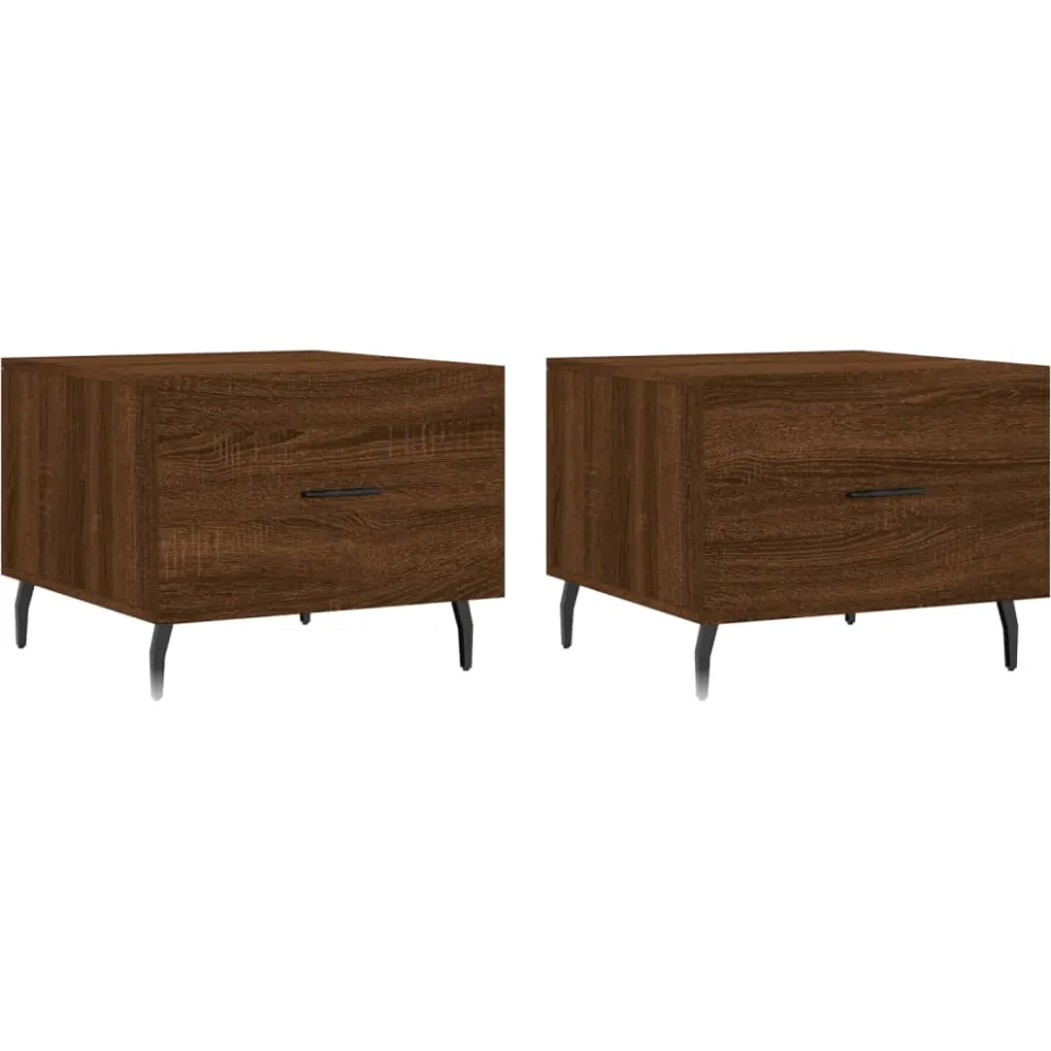 vidaXL Salontafels 2 st 50x50x40 cm bewerkt hout bruin eikenkleur, foto 3