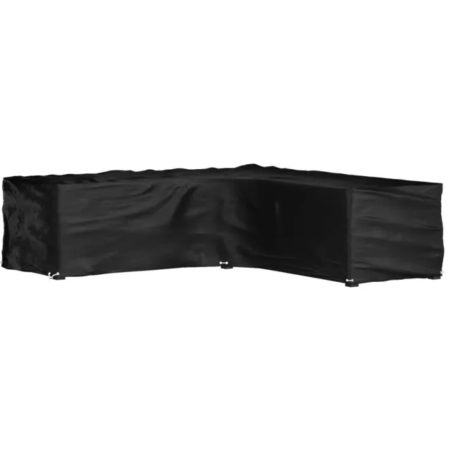 vidaXL Tuinmeubelhoezen met 16 oogjes L-vormig 285x285x70 cm Zwart
