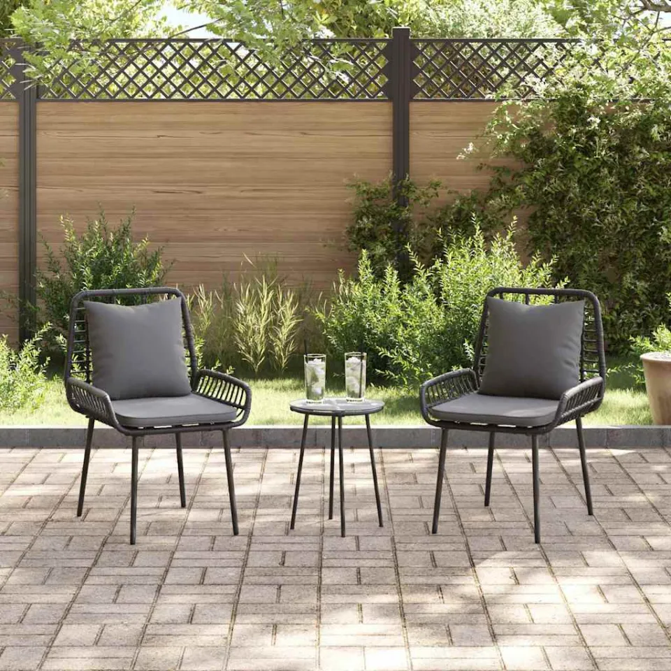 vidaXL Tuin eettafelset 3 st Zwart en Anthraciet poly rattan, foto 3