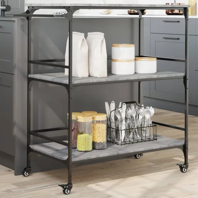 vidaXL Keukentrolley 100,5x50x105 cm grijs sonoma eikenkleur