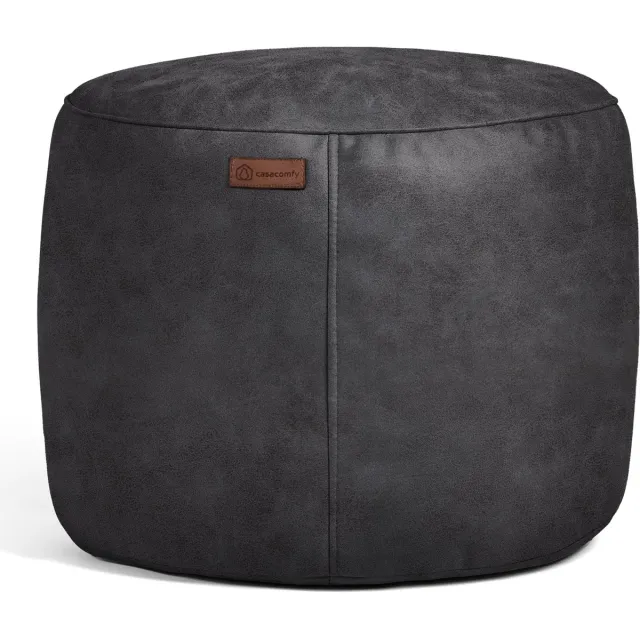 Casacomfy Modipouf - Poef / Hocker - Rond - Lederlook - Ø 45 cm - Anthracite