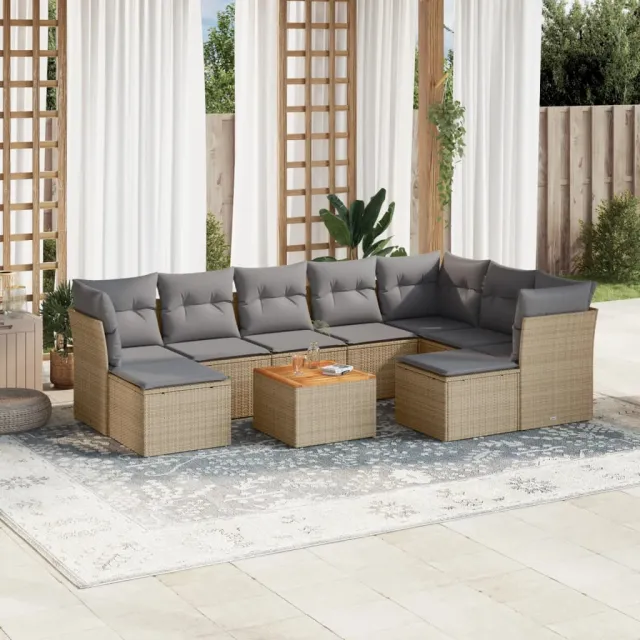 vidaXL Patio Sofa Set 9-zits Mix Beige en Lichtgrijs, foto 2
