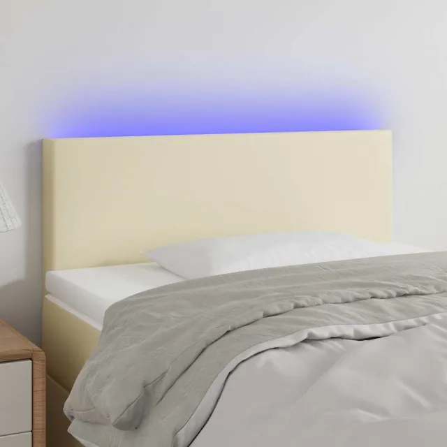 vidaXL Hoofdbord LED 80x5x78/88 cm kunstleer crèmekleurig
