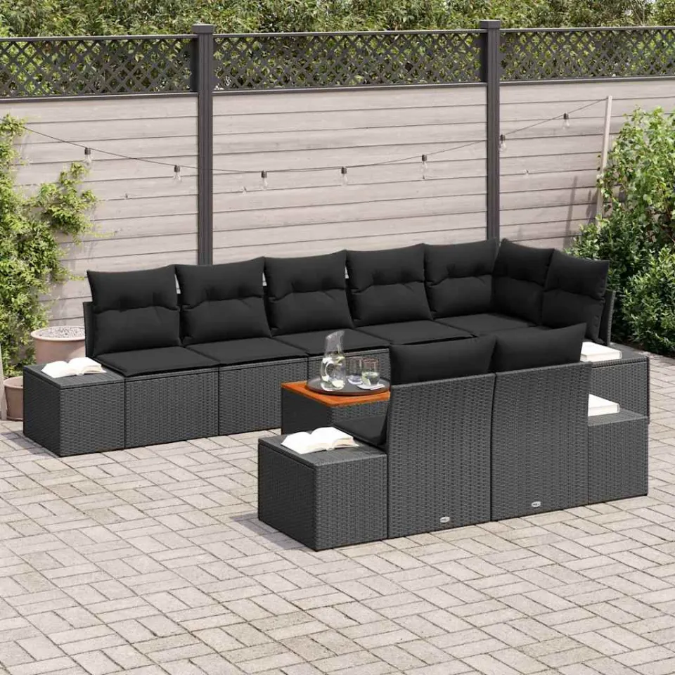 vidaXL Tuin Sofa Set 9 st Zwart, foto 3