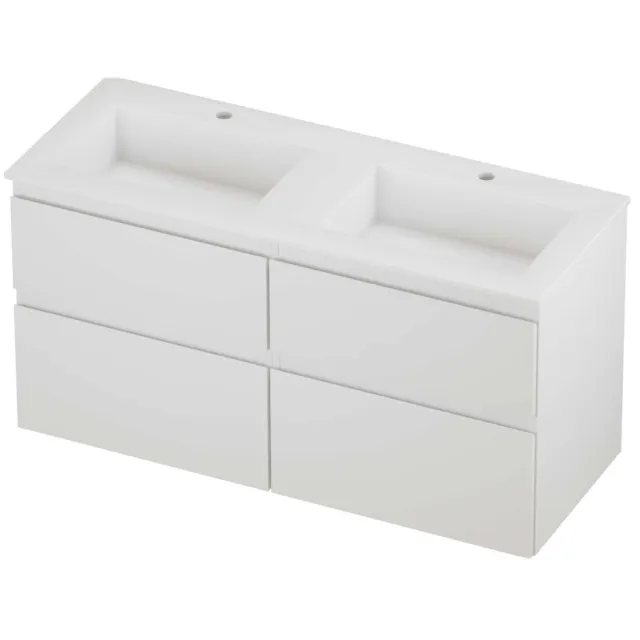 Proline Aristo Badmeubelset Polystone Elegant 4 Laden 120x46x62 cm Mat White Mat Wit