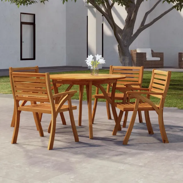 vidaXL Tuintafel Ø 110 cm massief acaciahout Bruin