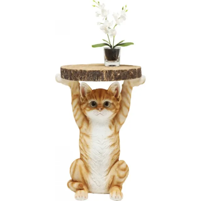 Kare Design Kare Bijzettafel Animal Kat Ø33cm Bruin