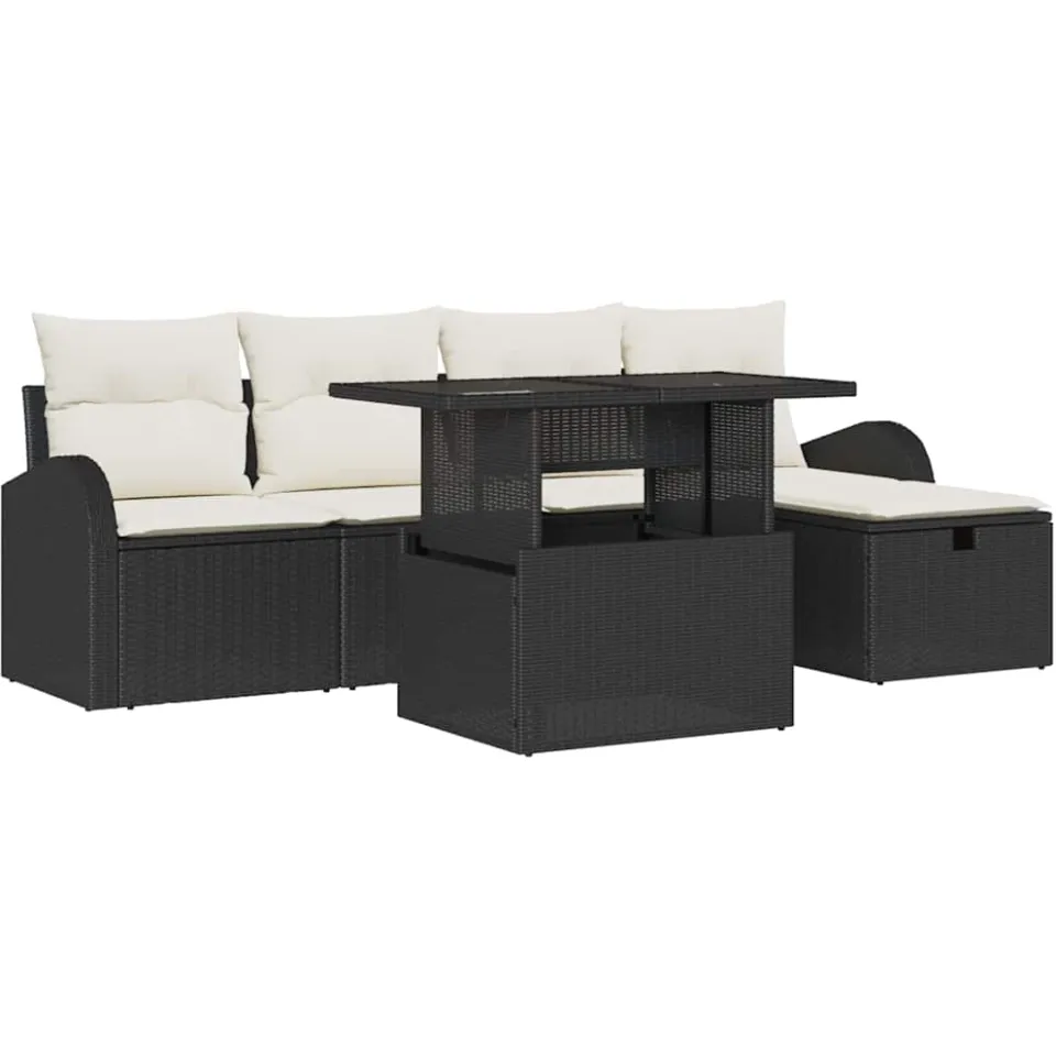 vidaXL Tuin Sofa Set 6 st Zwart poly rattan