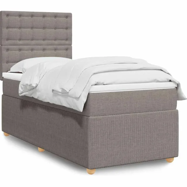 vidaXL Boxspring met matras stof taupe 90x190 cm