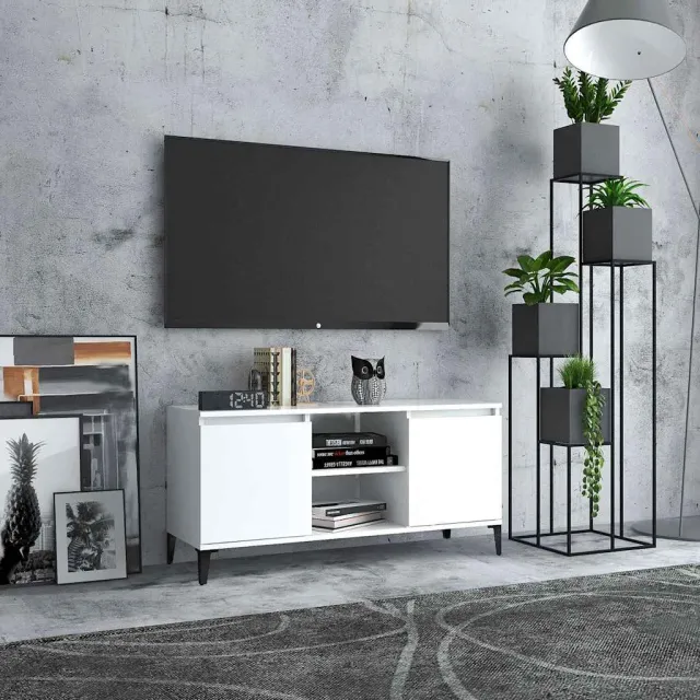 vidaXL Tv-meubel met metalen poten 103,5x35x50 cm wit, foto 2