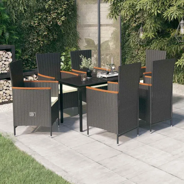 vidaXL 7-delige Tuinset met kussens zwart, foto 2