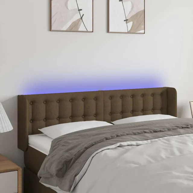 vidaXL Hoofdbord LED 147x16x78/88 cm stof donkerbruin bruin