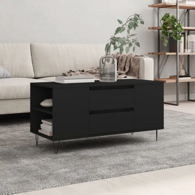 vidaXL Salontafel 102x44,5x50 cm bewerkt hout zwart, foto 2
