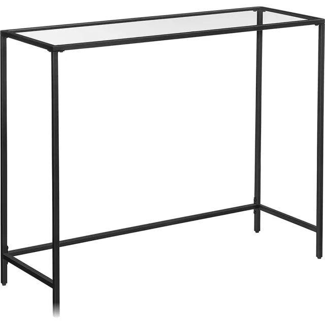 Hoppa! Consoletafel, gehard glazen bijzettafel, 100 x 35 x 80 cm, moderne banktafel, eenvoudig te monteren, verstelbare poten, woonkamer, gang, zwart