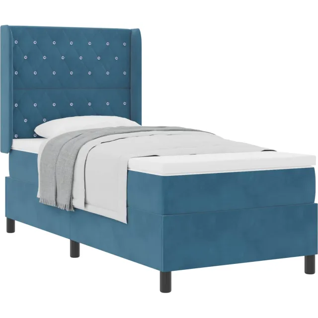 vidaXL Boxspringbed met matras Blauw 90 x 200 cm Fluweel