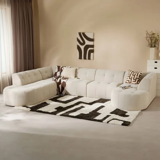 NOUS Living hoekbank Aura met ronde hoek - beige