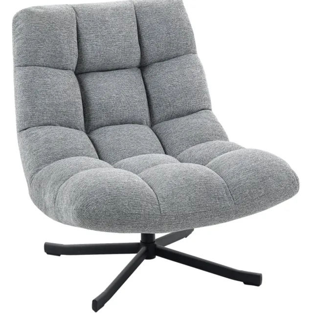 HAUSS SPOLE Fauteuil - Draaibare Loungestoel - 360 Graden Draaibaar En Waterafstotende Chenille Look - Voor Woonkamer En Leeshoek - Grijs