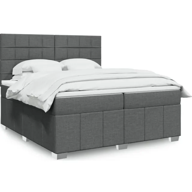 vidaXL Boxspring met matras stof donkergrijs 200x200 cm grijs