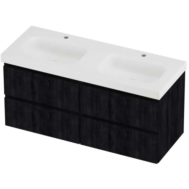 Proline Haga Badmeubelset Polystone Mezza 4 Laden 120x46x58 cm Mat White Charcoal Oak Eiken