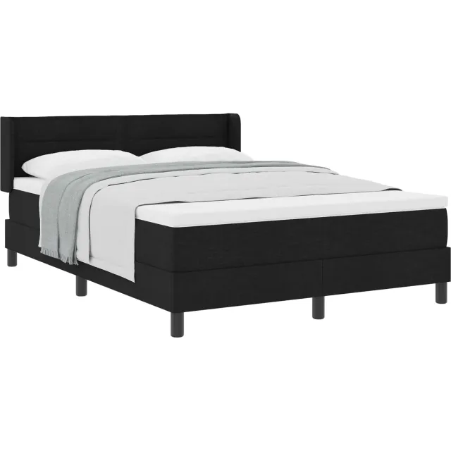 vidaXL Boxspringbed met hoofdeinde Zwart 190 x 140 cm Stof