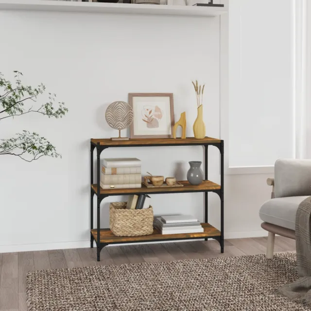 vidaXL Boekenkast 80x33x70,5 cm hout en staal gerookt eikenkleur, foto 2