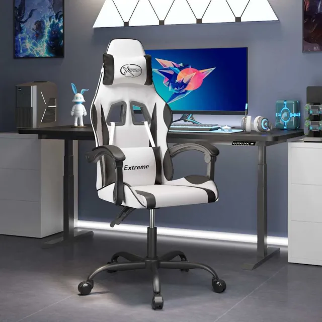 vidaXL Gamestoel kunstleer wit en zwart, foto 2