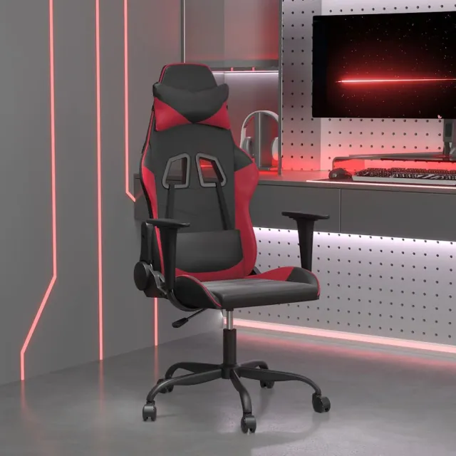 vidaXL Massage gamestoel kunstleer zwart en wijnrood, foto 2