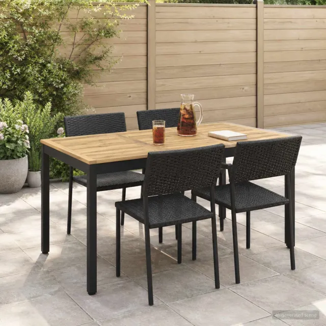 vidaXL Tuindiner tafel NAARDEN Whitewash en zwart 141 x 80,5 x 75 cm, foto 2