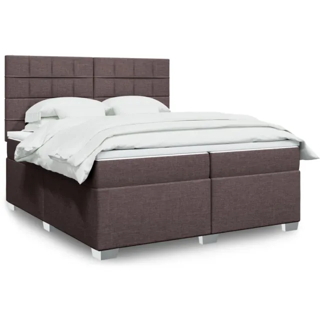 vidaXL Boxspring met matras stof donkerbruin 200x200 cm bruin