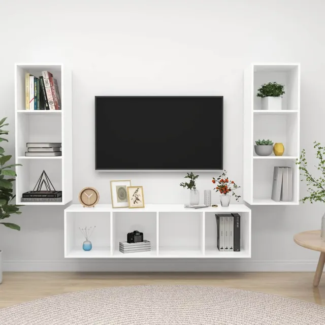 vidaXL 3-delige Tv-meubelset bewerkt hout wit, foto 2