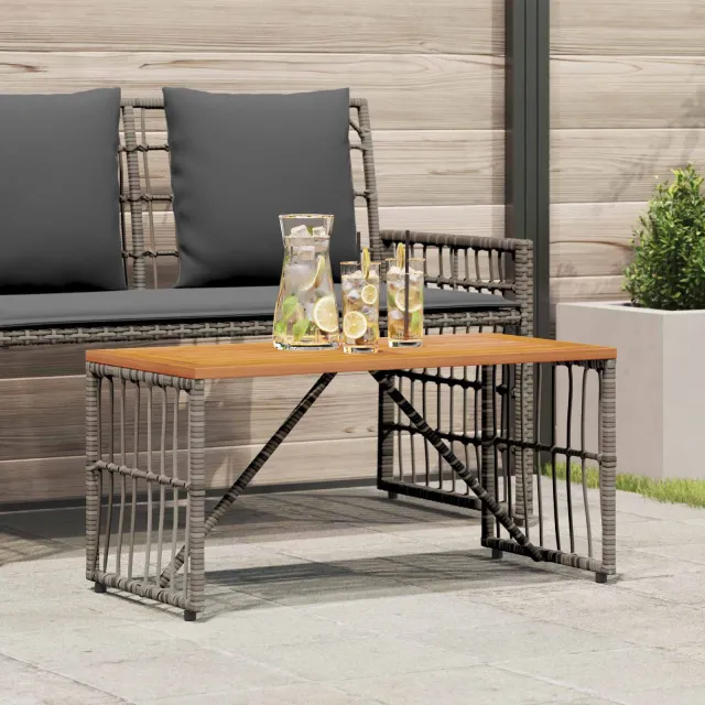 vidaXL Buiten Tafel Grijs 80 x 40 x 40 cm Staal en Poly Rattan, foto 2