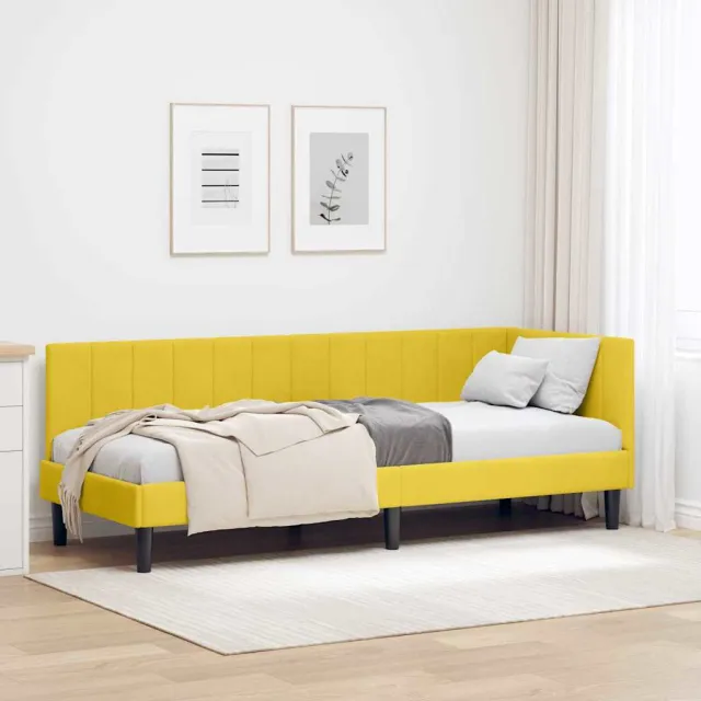 vidaXL Hoekbedframe Geel 80 x 200 cm fluweel