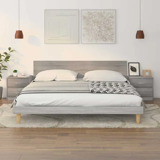 vidaXL Nachtkastjes 2 st 40x30x40 cm bewerkt hout grijs sonoma eiken, foto 2