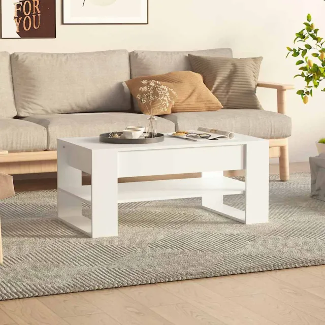 vidaXL Salontafel 102x55x45 cm bewerkt hout wit, foto 2