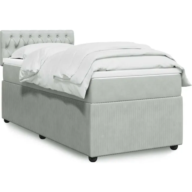 vidaXL Boxspring met matras fluweel lichtgrijs 80x200 cm grijs