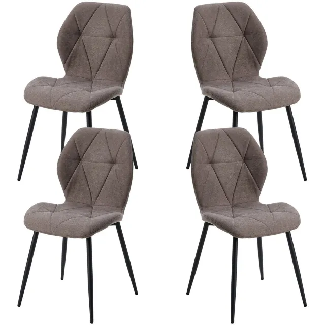 Brandistry Eetkamer Stoelen - Stoelen - Eetkamer - Set Van 4 - Moderne Eetkamerstoelen - Stalen Poten - 48x42x86 - Bruin