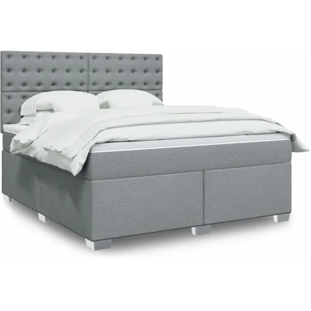 vidaXL Boxspring met matras stof lichtgrijs 180x200 cm grijs