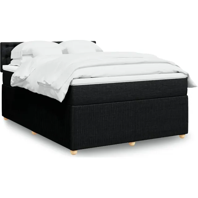 vidaXL Boxspring met matras stof zwart 140x190 cm