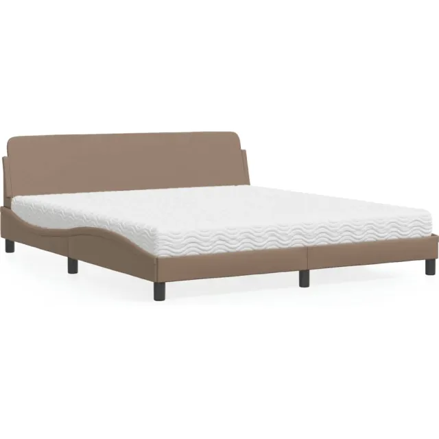 vidaXL Bed met matras "Dover" kunstleer cappuccinokleurig 180x200 cm Bruin