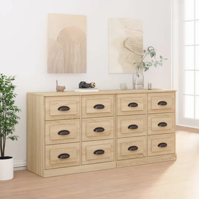 vidaXL Dressoirs 2 st bewerkt hout sonoma eikenkleurig Bruin