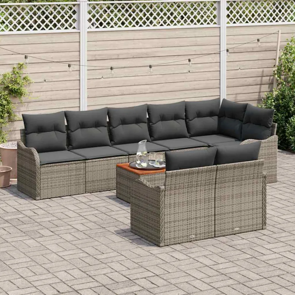 vidaXL Tuinbankenset 9 st Grijs poly rattan, foto 3