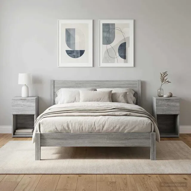 vidaXL Bed kast 2 st Grijs Sonoma 29 x 31,5 x 49 cm Bewerkt hout, foto 2