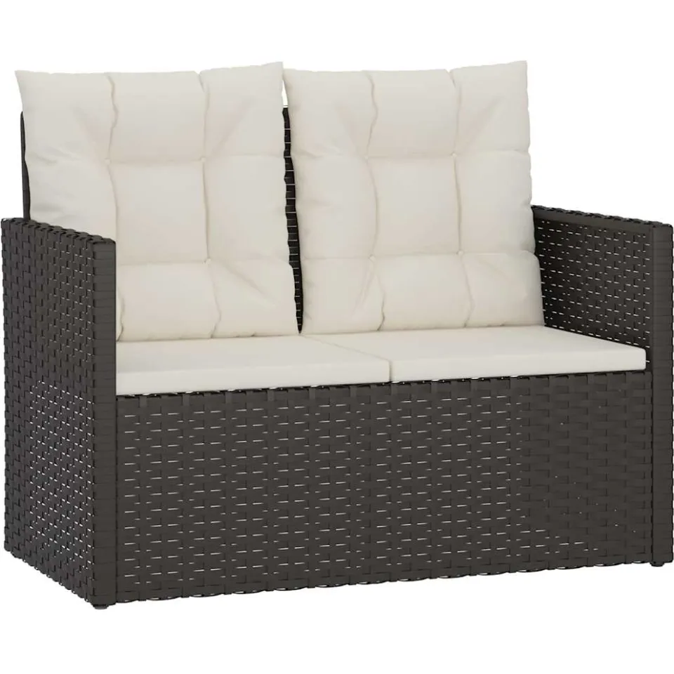 vidaXL 4-delige Loungeset met kussens poly rattan zwart, foto 4