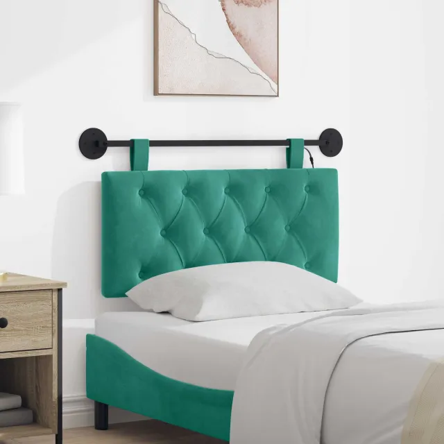 vidaXL Hangend hoofdbord Turquoise Fluweel