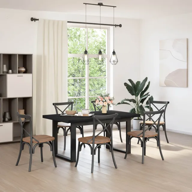 vidaXL Eettafel NOAIN 160 cm Massief grenenhout Zwart Rechthoekig