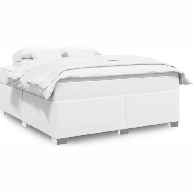 vidaXL Boxspring met matras kunstleer wit 180x200 cm
