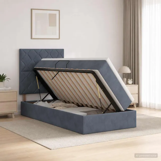 vidaXL Opslag bed met matras Donkergrijs 100 x 200 cm Fluweel